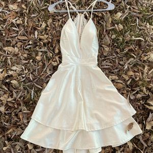 Honey and Rosie Cream sparkle mini dress